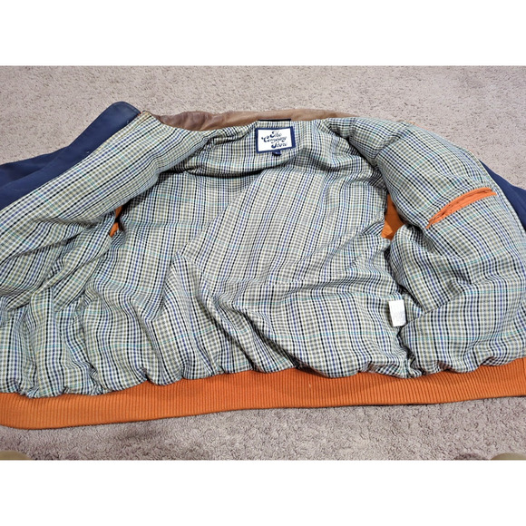 Vintage Goose Down Army blue tan Puffer Puffy Jacket Coat Mens Size Large VTG - Picture 3 of 5